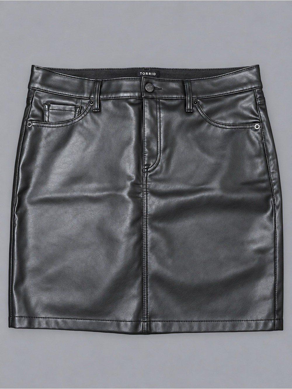 Torrid Black Faux Leather Mini Skirt Size 14 NWT Soft Lined